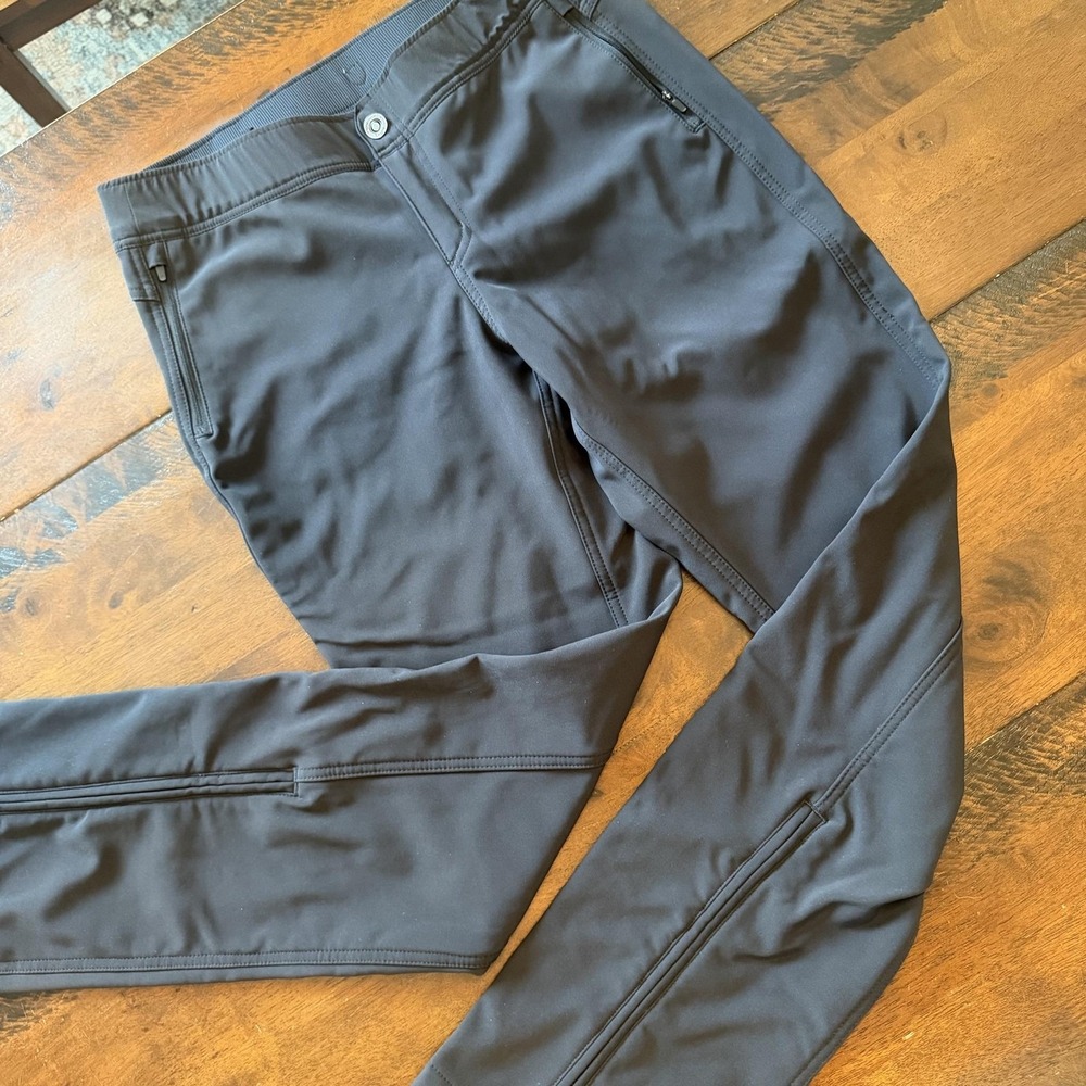 Kuhl Frost Softshell Pants Womens 10 Black Fleece Lined Hiking Zip Leg 31 Inseam